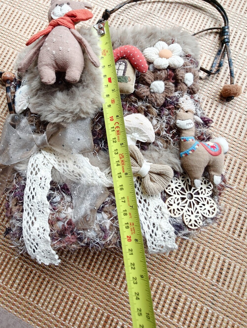 Handmade Plush Bear and Floral Crossbody Bag, Crochet Cottagecore Shoulder Bag - Picture 16 of 16